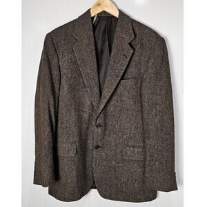 New England wool tweed blazer size 40R brown academic style professor